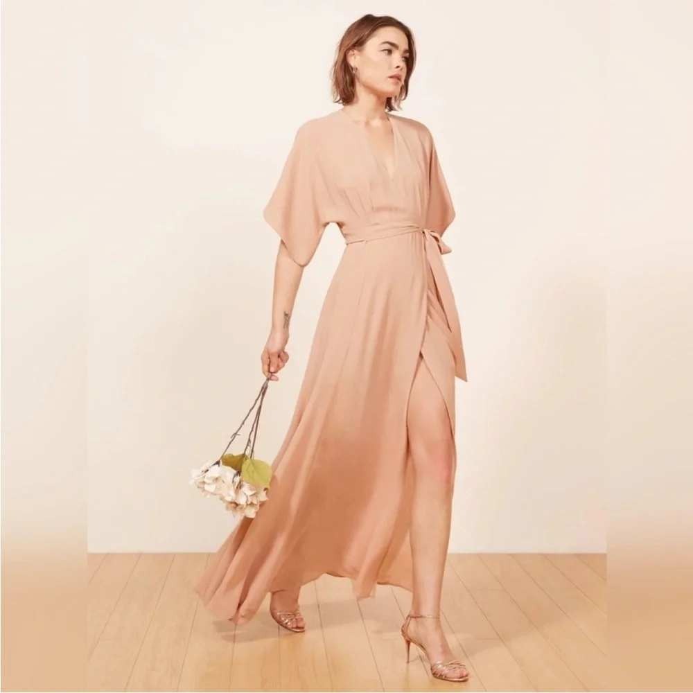 Reformation Winslow Maxi Wrap Dress Size XL Blush Nude Wedding Gueest